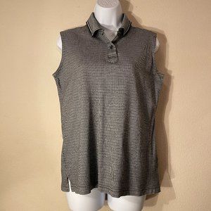 Lady Player black print golf shirt M collared 100% combed Cotton